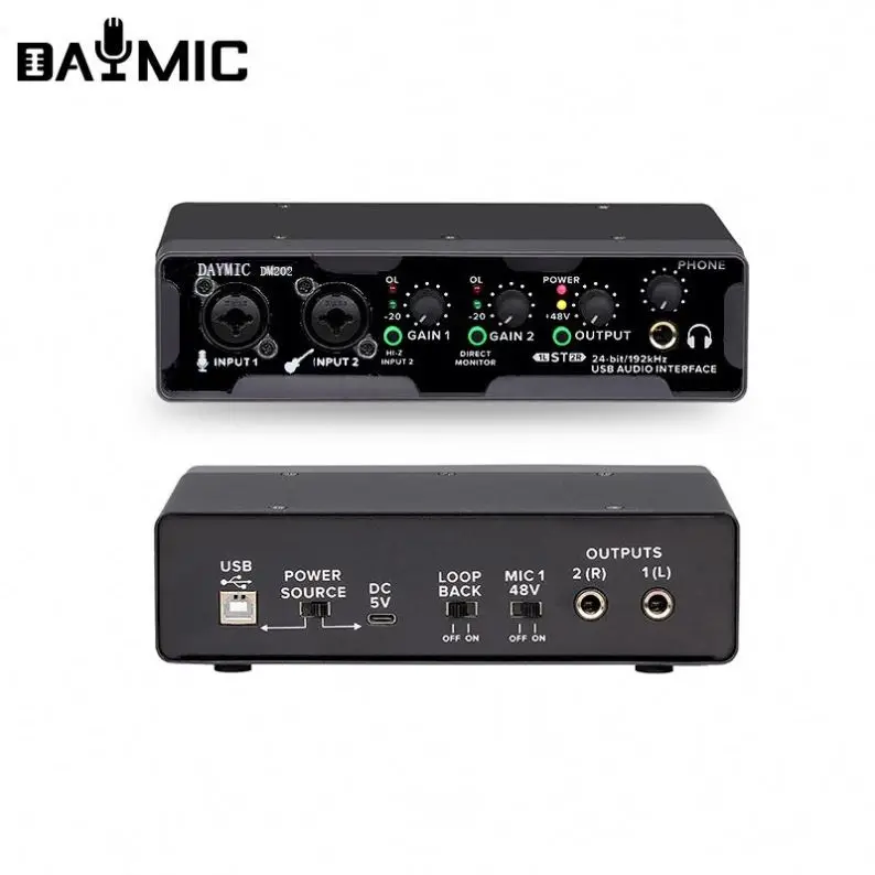 Заводская OEM DM202 pro студийная запись 2 ch USB Звуковая карта для livwпотокового музыкального инструмента в наличии оптовая