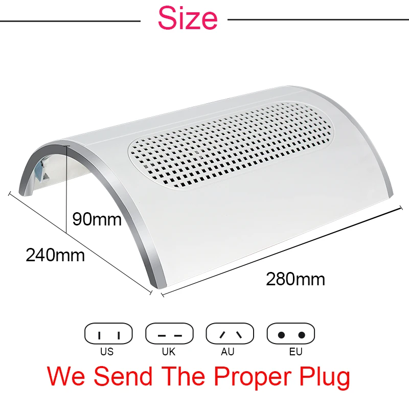 Adjustable speed Nail Dust Collector Vacuum Cleaner 3 Fan 2 Dust Collecting Bags 40W Electric Nail Dust Collector