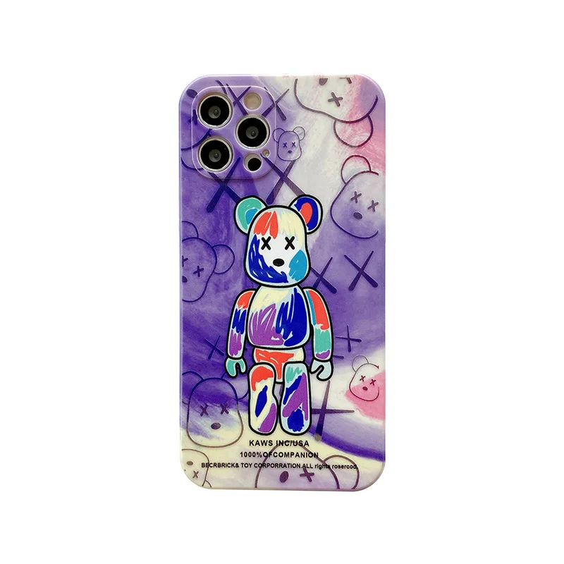 Violent bear suitable for Apple phone case three-sided printing iPhone 13 pro max case fine hole cartoon graffiti soft 12 shell