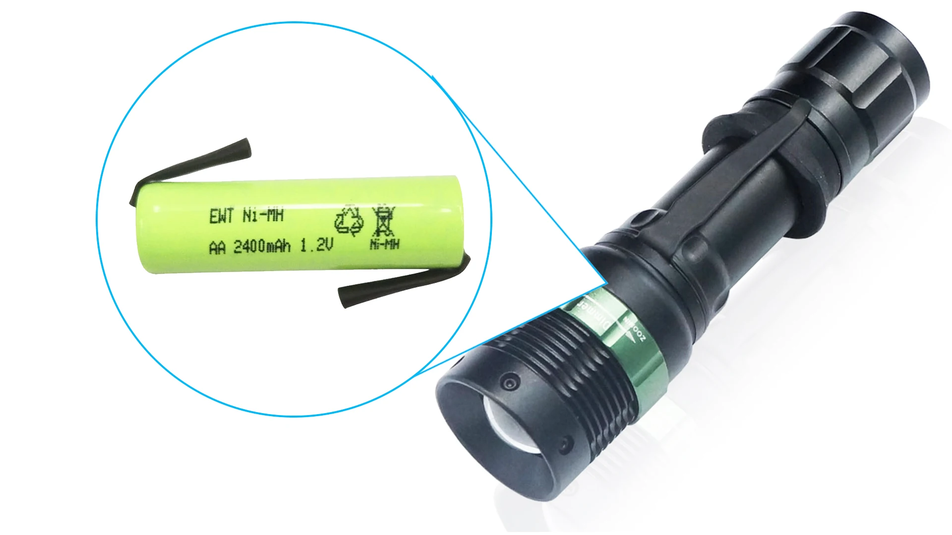 EWT Nickel Metal Hydride Battery Cell NiMH AA 1.2V 2400mAh Battery for Consumer Electronics