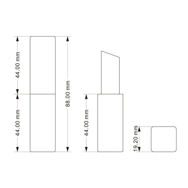 elegant custom logo plastic magnetic matte square rose gold 12.1mm lipstick tube empty container