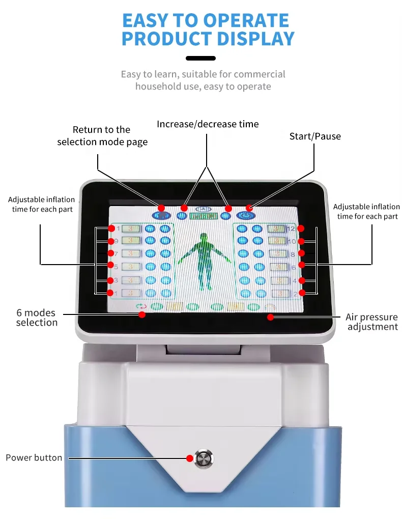 Manufacturer Lymphatic Drainage Weight Loss Air Pressure Presoterapia Detox Sauna Pants Infrared Pressotherapy Machine