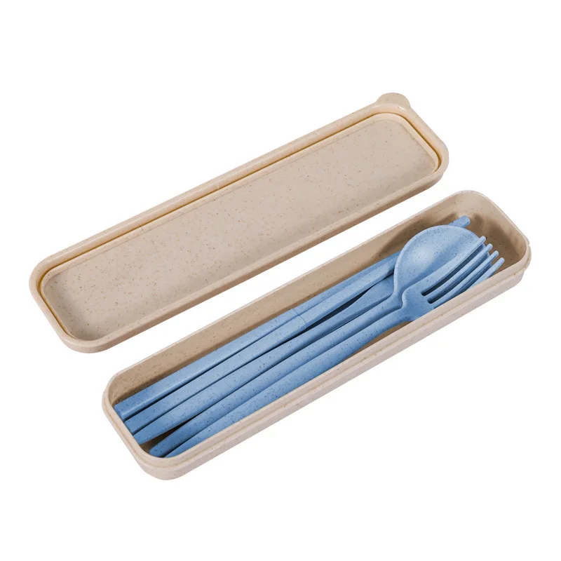 wheat knife fork spoon and chopsticks portable suit  Portugal portable wheat tableware set ins style