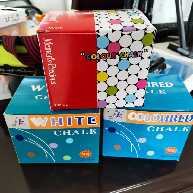 100pcs high quality dust-free chalk office and school teacher and student blackboard white and color  chalk