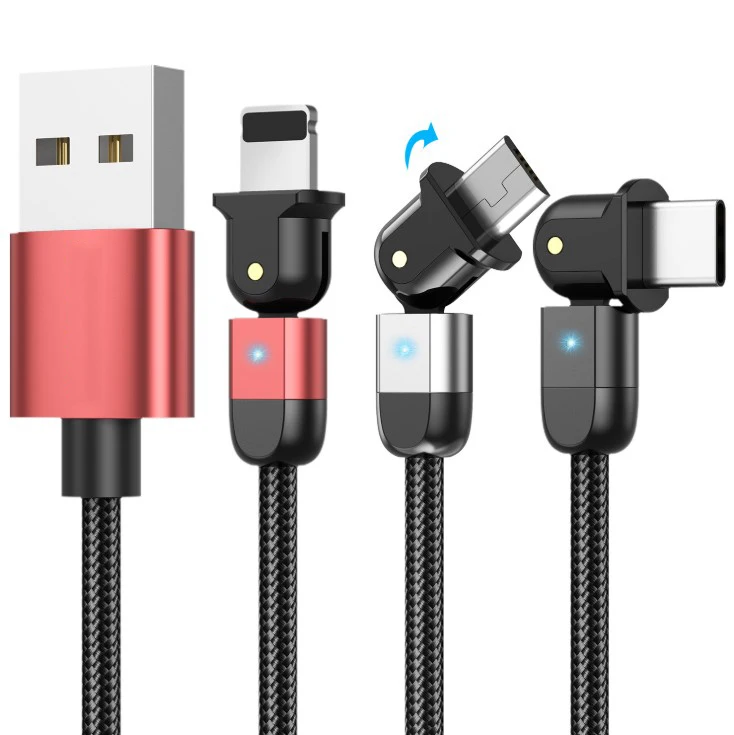 
2020 top seller newest cable 180 degree 3A fast charge data cable type-c micro 