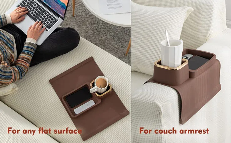Amazon Hot Silicone Couch Sofa Non Slip Cup Bottle Holder Tray for Multifunction Pad and Arm Chair Couch Caddy