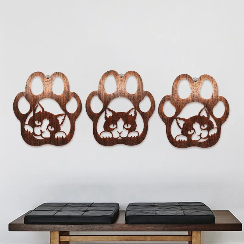 Modern Metal Wall Hanging Cat Art Pendant Iron Home Decor for Living Room and Dining Room Background Ornaments