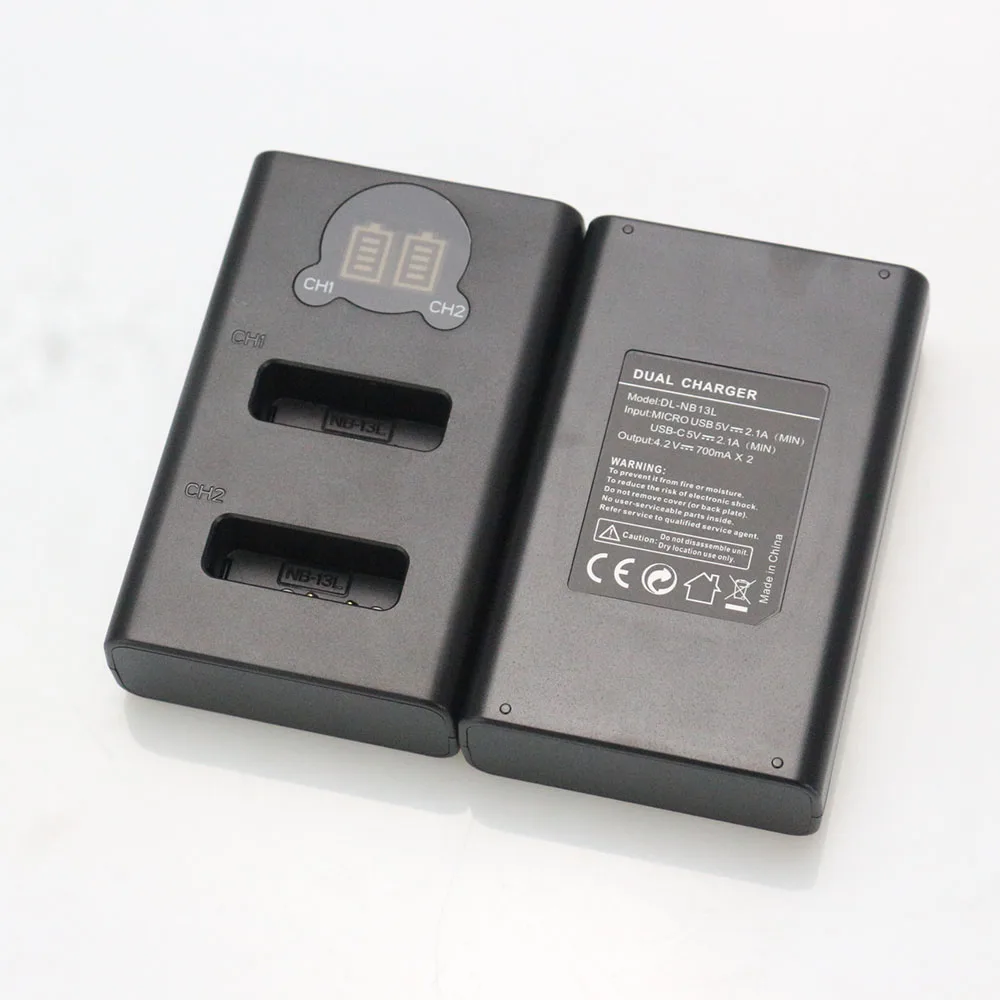 Powertrust NB-13L Быстрый двойной зарядное устройство с ЖК-экраном для объектива Цифрового Фотоаппарата Canon G5X G7X G9X G7C Mark II SX620HS SX720HS