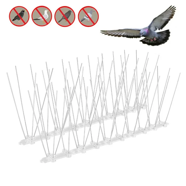 Base With Transparent Polycarbonate Plastic And Stainless Steel Anti Flying Bird Spikes Bird Repellent Spikes