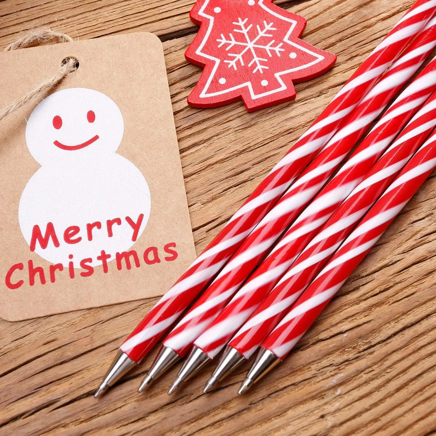 7 Inch Candy Cane Pen Christmas Pens with Black and Blue for Christmas Holiday New Years Home Decor Party Gift