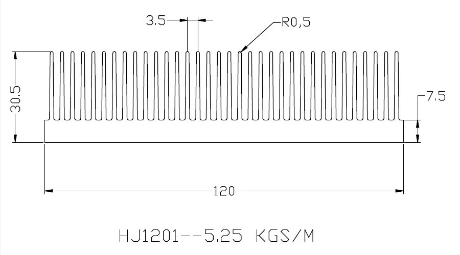 Factory price high quality 6063T5 extruded heatsink aluminum heat sink 120(W)*30(H)*150 (L)mm