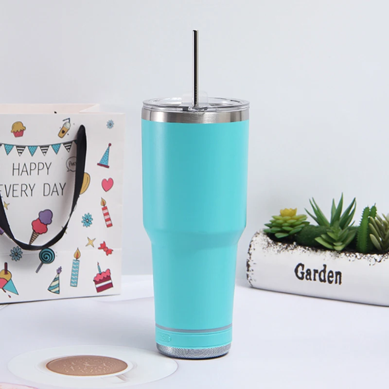 Custom 30oz Outdoor Smart Mug Stainless Steel Insulated Bluetooth Speaker Tumbler Coffee Thermal Cups With Lid And Straw