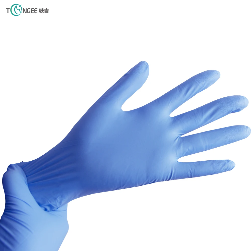 Waterproof blue Different sizes medical gloves nitrile