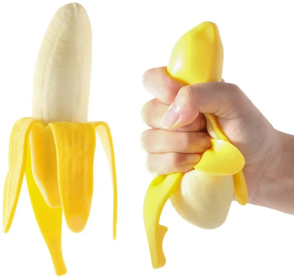 High Quality Custom Squishy Toy Jumbo Banana Filled With Sand Super Tpr Squeeze for Kids and Stretch