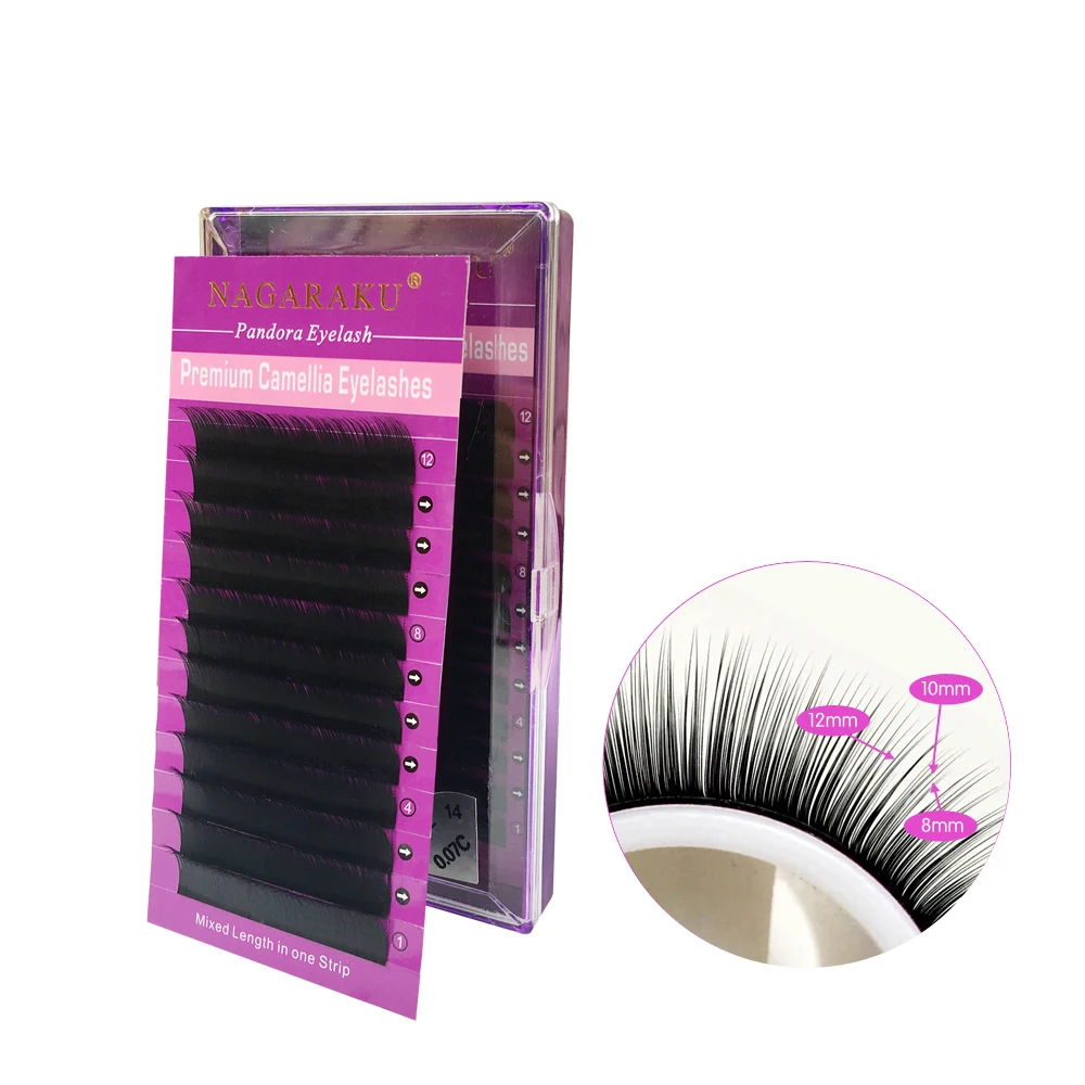 
NAGARAKU Volume Eyelash Extensions Camellia Eyelash Pandora Silky Lash OME Prvivate Label Wholesale Vendor Bulk 0.07 B C D Mix 
