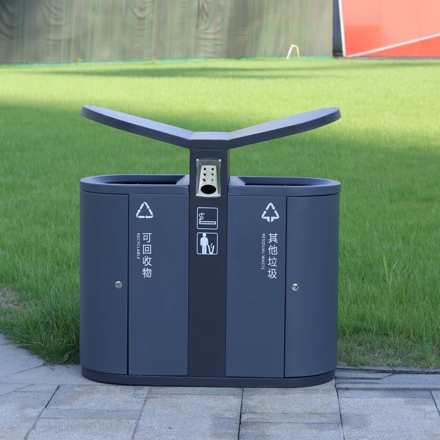 Steel dual 2 classified  trash can garbage bins for sale