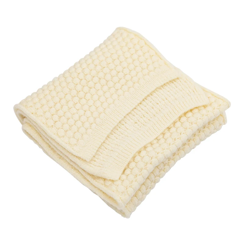 Wholesale Fashion Girls Warm Cozy Wrap Neck Solid Colors Thick Pearl Scarves Knitted Winter Scarf