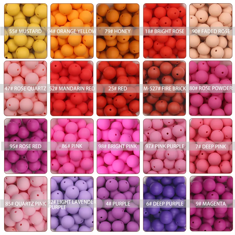 9MM  12MM 15MM 19MM Silicon Focal Beads Pacifier Chain Clips Chewing Dusty Rose Silicon Teething Beads For Baby