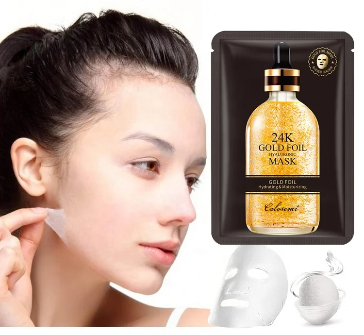 
Private Label Organic Korean Beauty Face Skin Care Sheet Mask Mascarillas Facial Whitening Moisturizing 24K Gold Facial Mask 