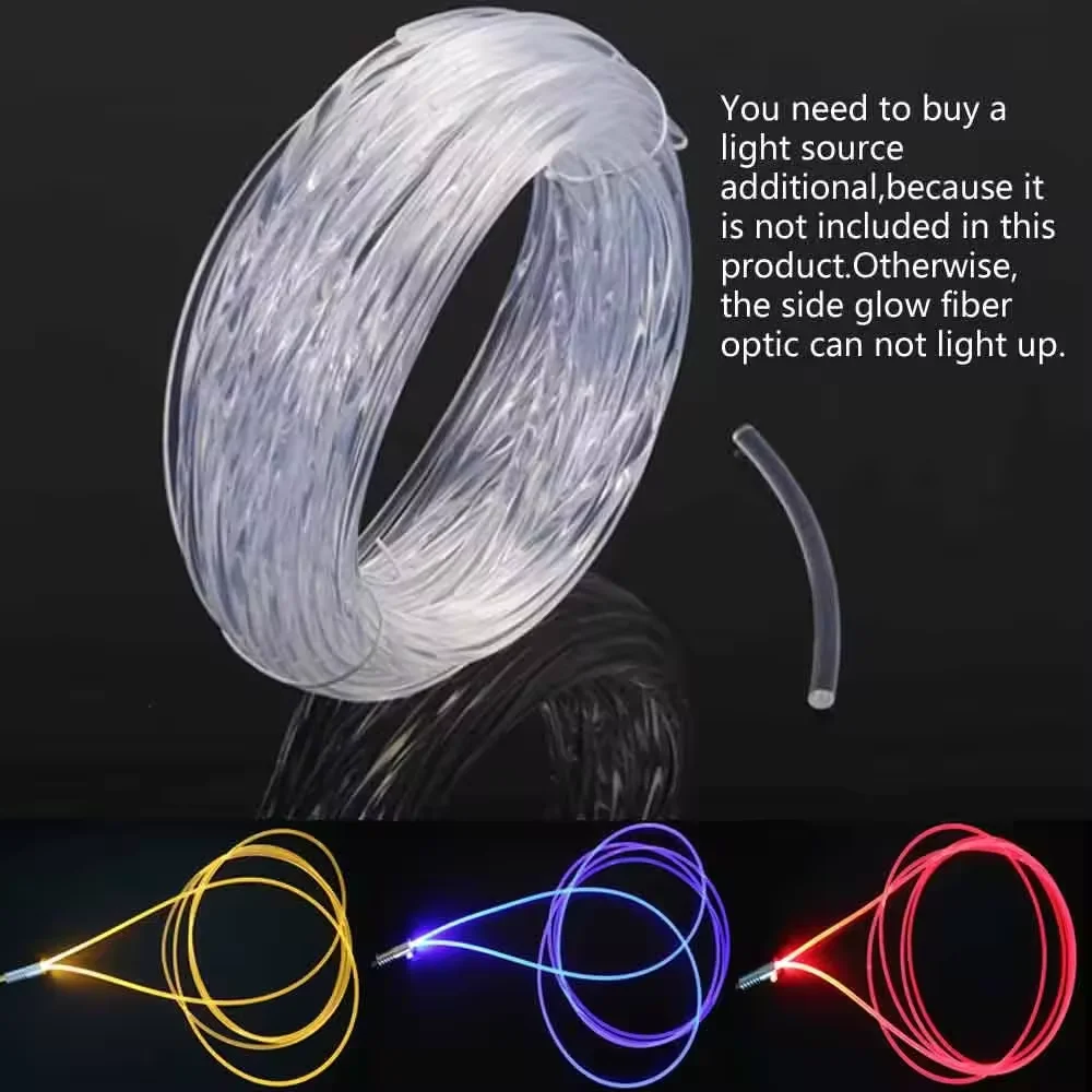 PMMA Plastic Side Glow End Glow Optical Fiber Cable Outdoor Led Fiber Optic Lights Decoration Car Home Use Fiber Optic Cable
