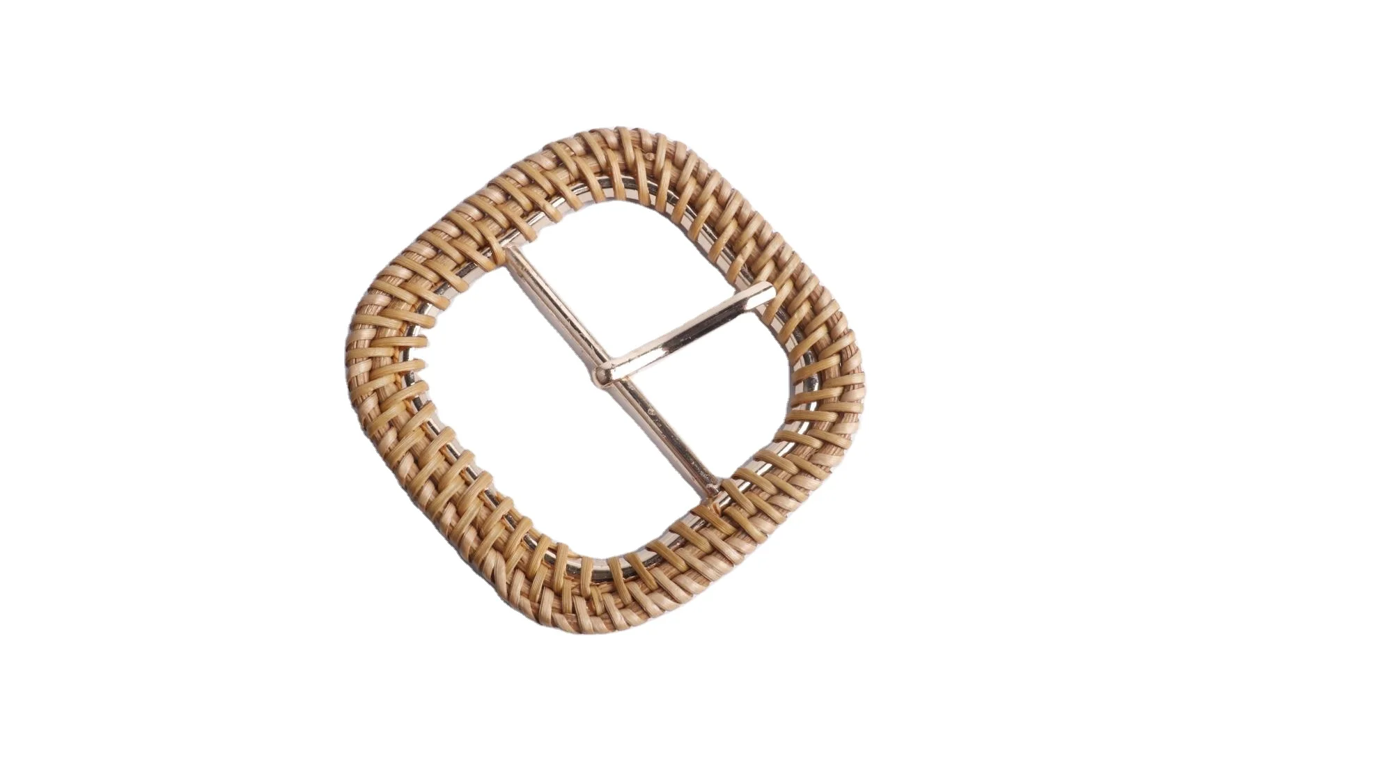 New Custom Handmade Rattan Buckle Fiber Fan Braided Belt Retro Knit Dress Belt Women