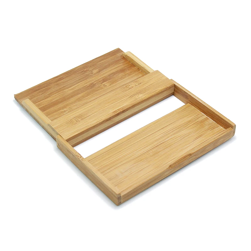 Natural Bamboo Wood Business Name Card Box Wallet Stand Desktop Organizer Creative Wooden Card Case Decoration Wood Card Holder