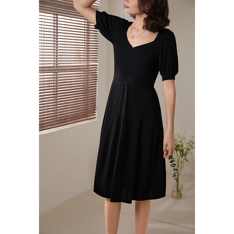 Premium Manufacturer French Leisure Anti-Static Clothing Ribbed Womens Knit Dresses