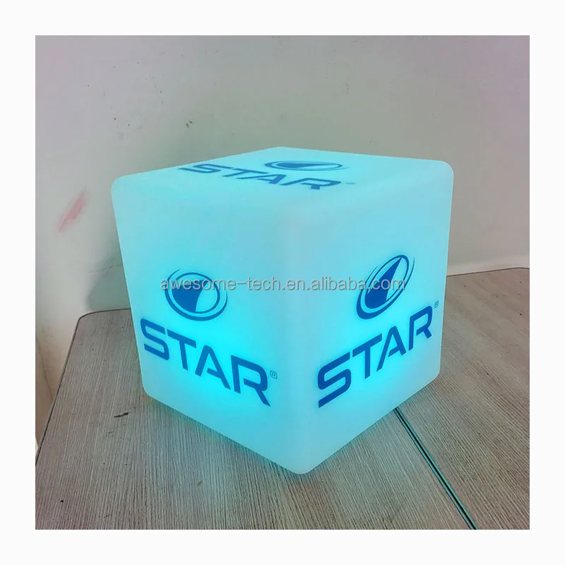 UV Printed Logo Added Light Up Cube Furniture Branded Glow Cube Chair