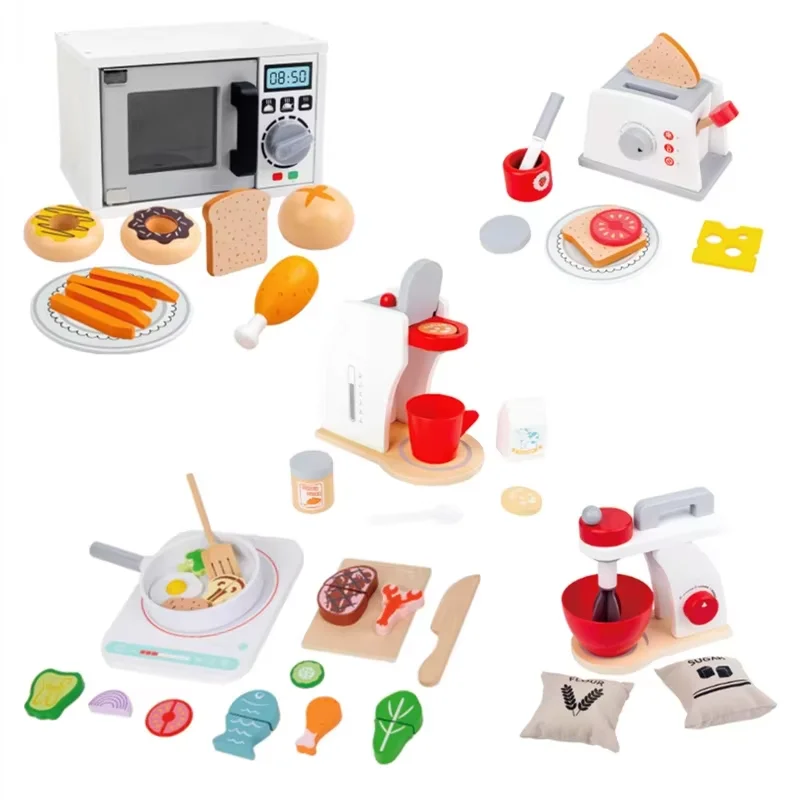 CPC FSC CE DIY Food  kids and children toaster coffee set Pretend Play Kids Cooking mini Kitchen learning kids game baby Toys