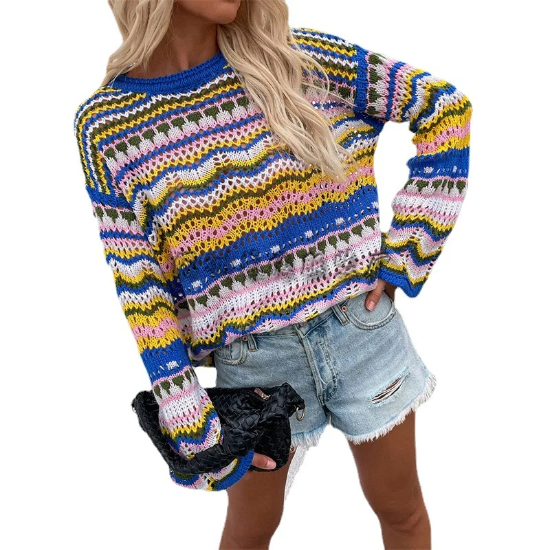 Latest Design Ladies women pullover custom knit sweater womens knitted casual loose