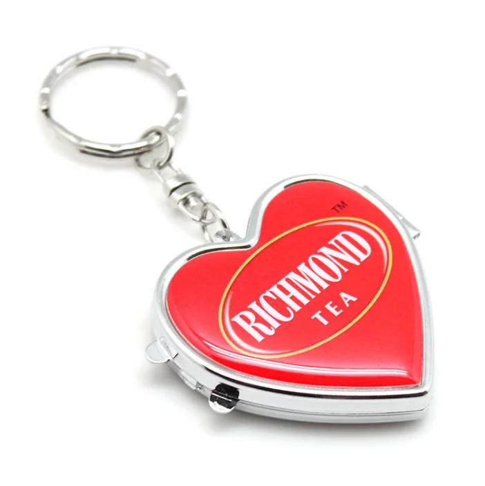 mini keychain makeup mirror double sides logo heart mirror