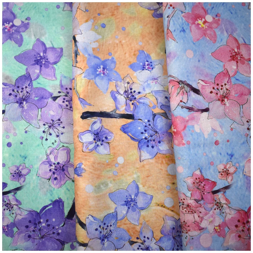 Leisure Simple Flower Printed Woven Cotton Linen Home Decorative Blended Fabric