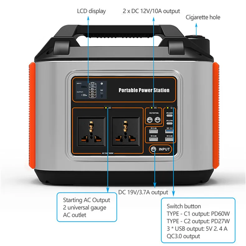 Raaya Energy Storage Power Station Battery Portable Power Bank Station 500W Outdoor Home Portable Power Station