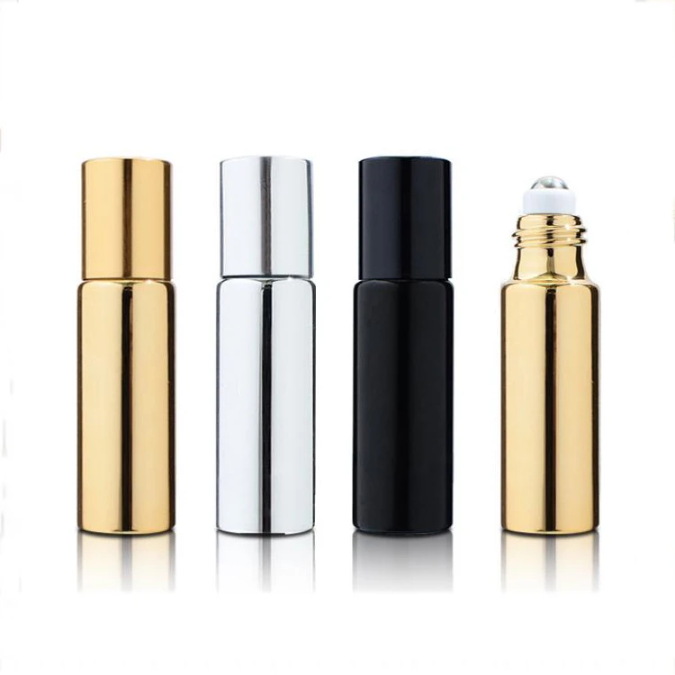 5ml 10ml black gold glass roll on ball bottle eyecream container in stock