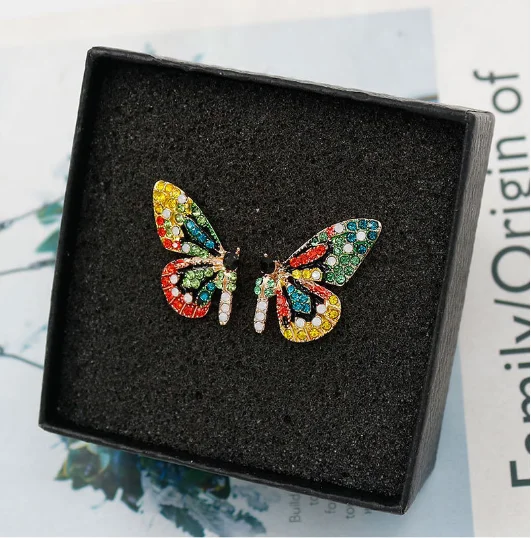 SH45 Balry ювелирные изделия 2021 модные серьги-гвоздики в форме бабочки Красочные Кристаллы бриллианты ожерелье животные серьги оптовая продажа