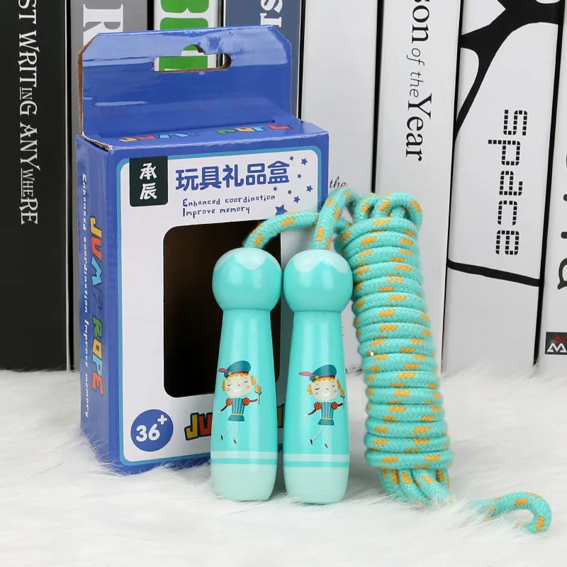 Best Selling 3m Long Skipping Rope Colorful Pattern Printing Wooden Handle Skipping Rope for Children Fitness