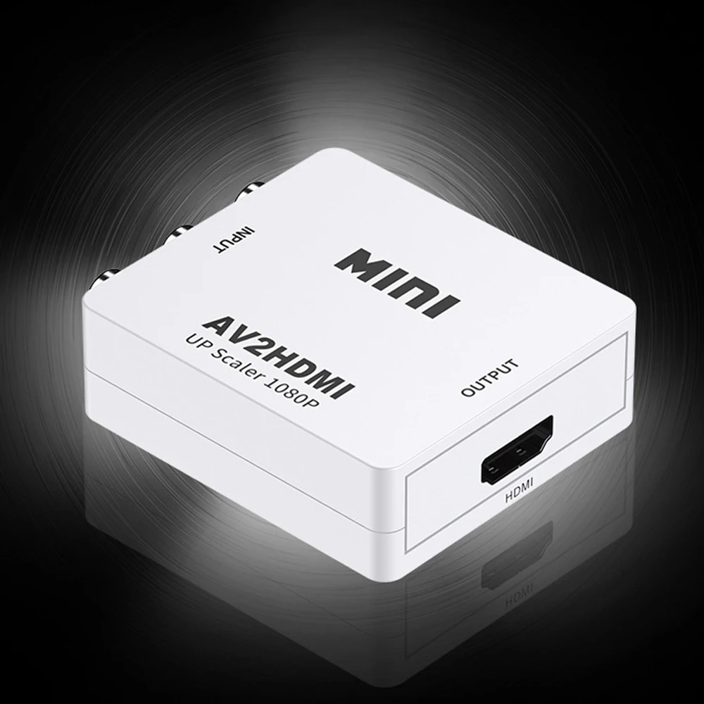 
AV to HDTV adapter set-top box connected to TV monitor rca to hdtv video for DVD recorder 