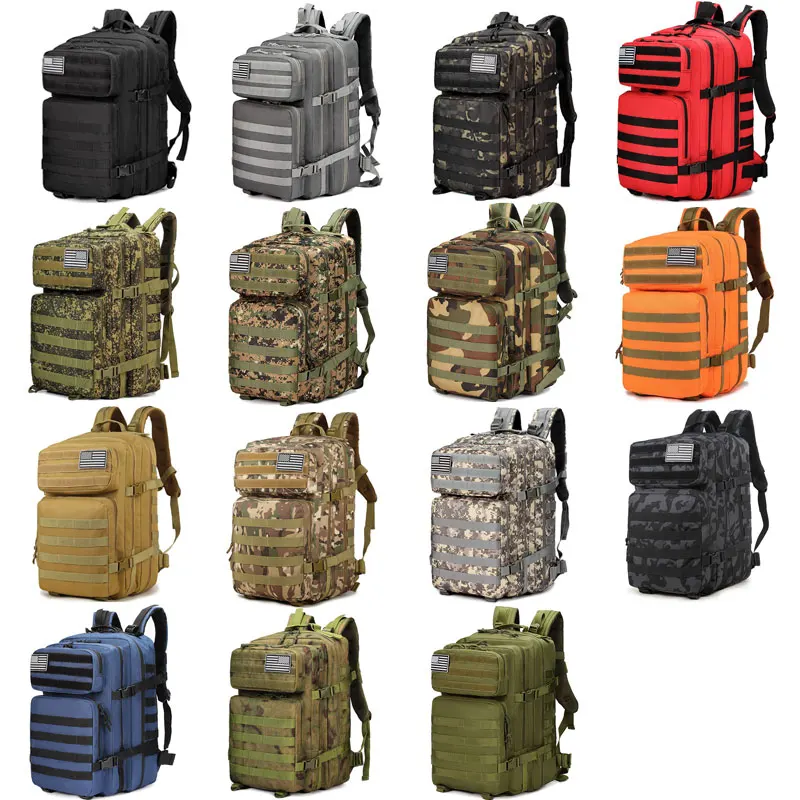 Factory Direct High Quality 45L Tactical Molle System Backpack for Men Hot Sale 900D Oxford Nylon Lining Hiking Backpack