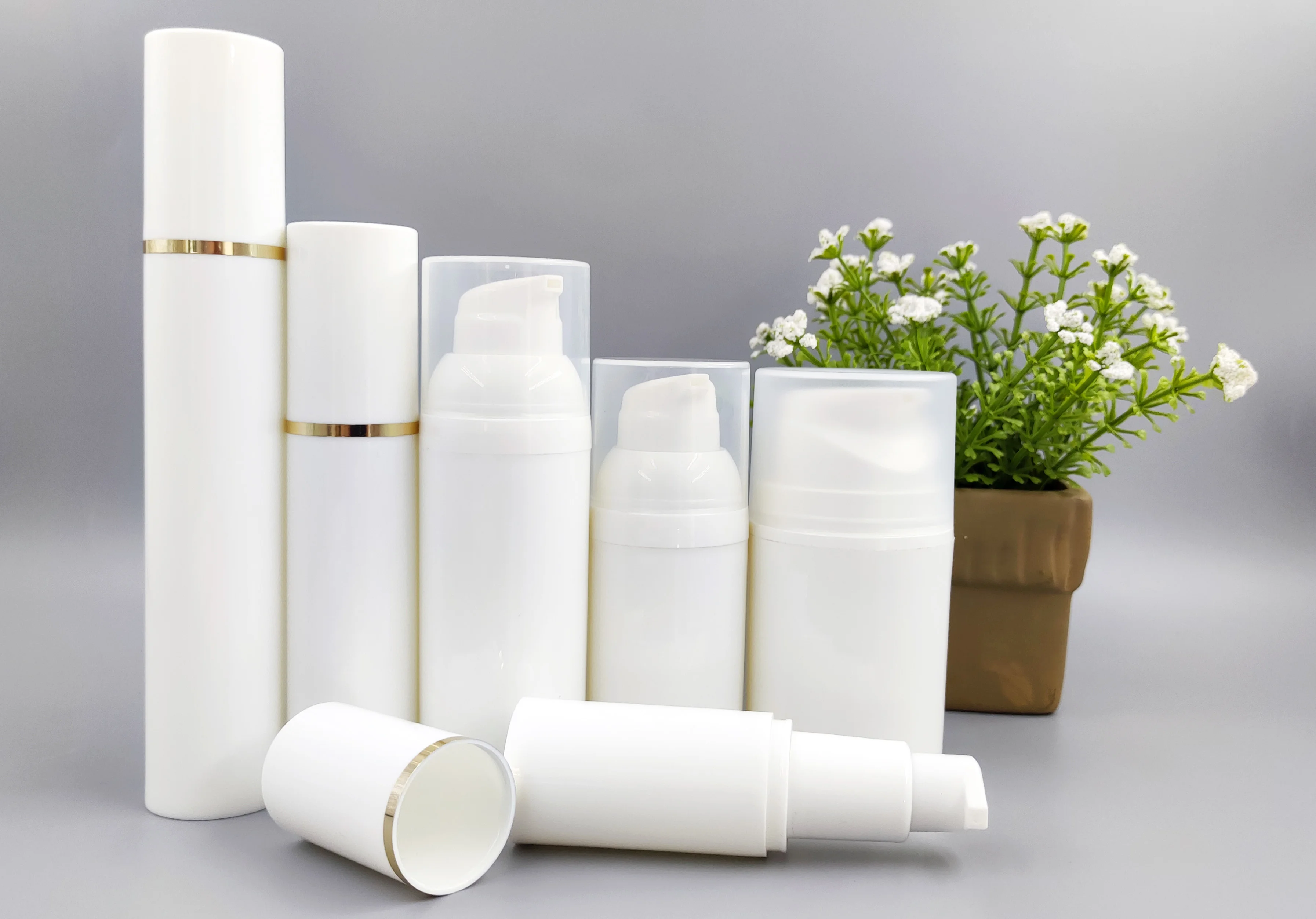 factory wholesale airless pump bottles custom empty 15ml 30ml 50ml 80ml 100ml 120ml  colorful pp airless lotion pump bottles