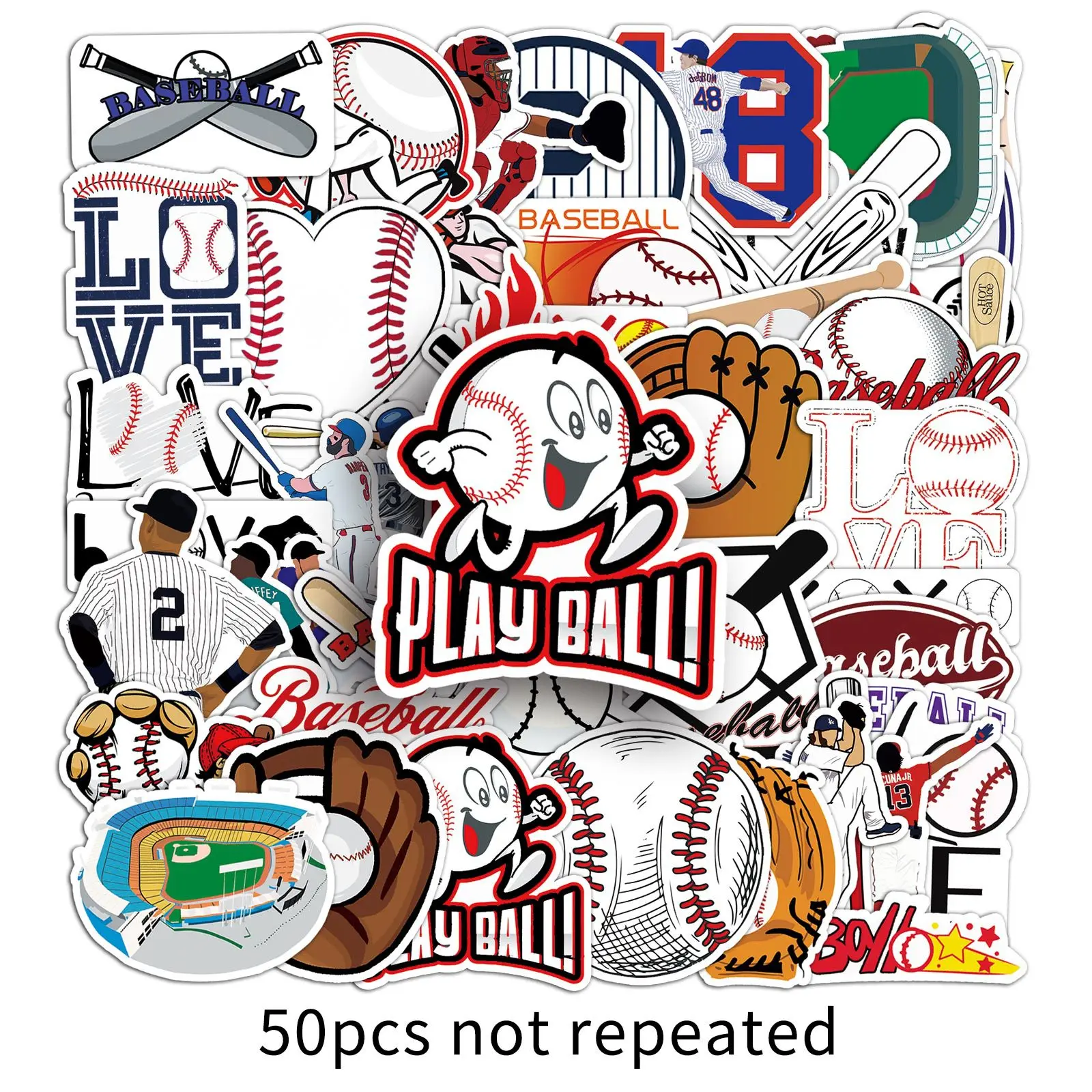 50pcs cartoon baseball graffiti stickers decorate guitar suitcase waterproof stickers wholesale