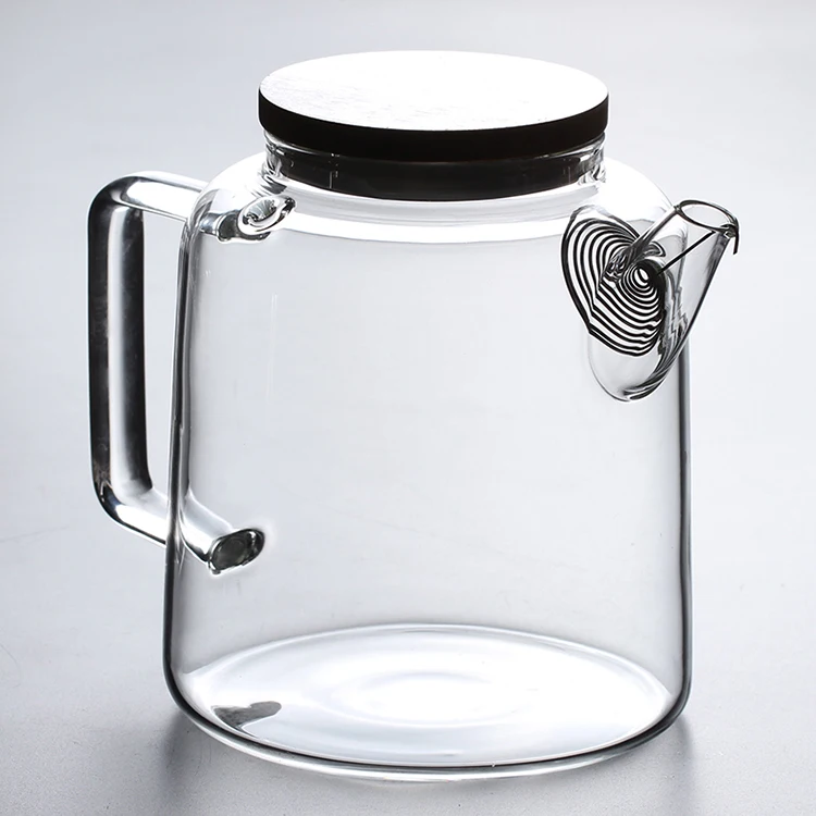 Chinese supplier pyrex  transparent spring strainer Blooming flower tea special teapot tea pots with bamboo cover