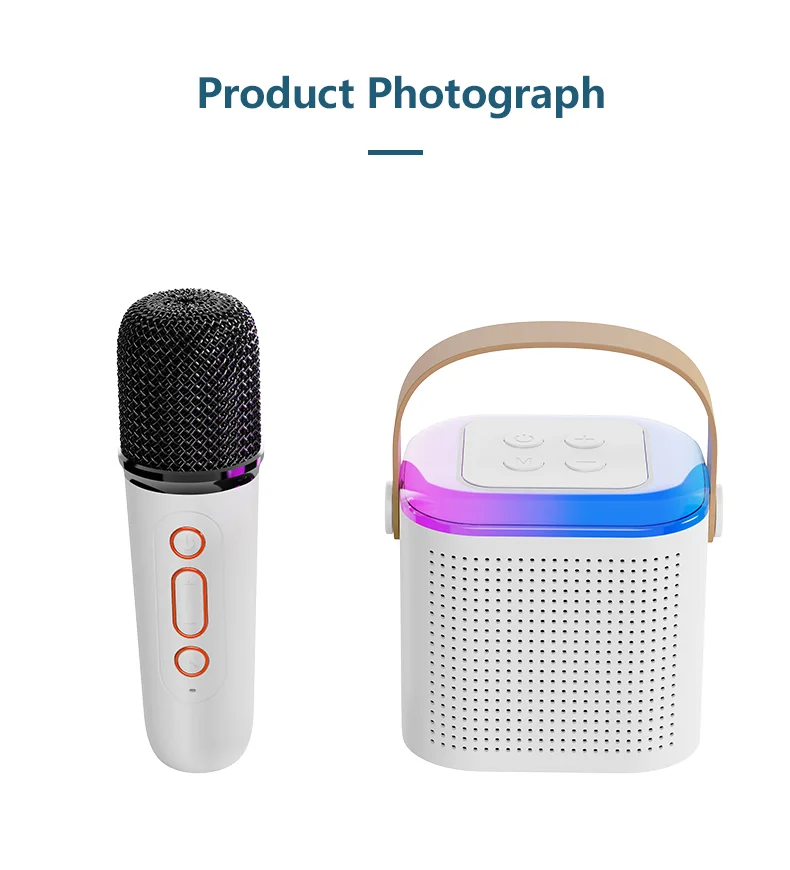 Karaoke Machine for KidsMiniPortable Bluetuth KaraokeSpeakerwith 2 Wireless Mics and Colorful Lights for Kids