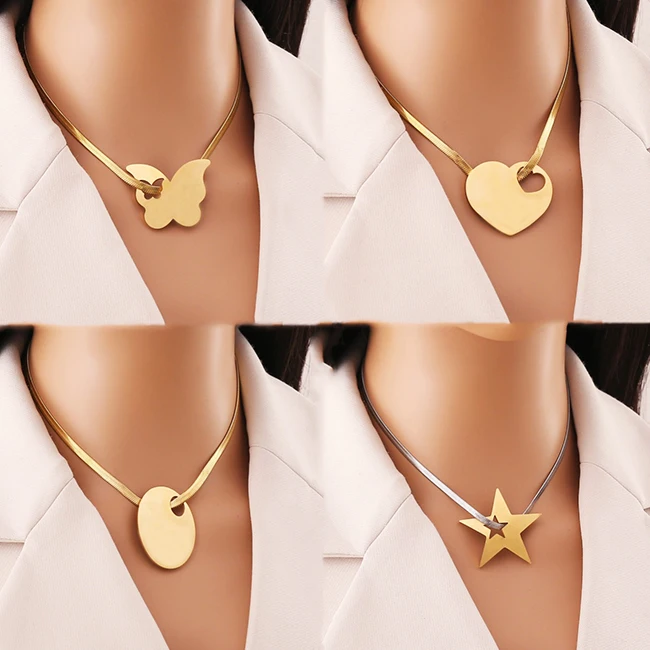 Dazgirl mariposa collar de acero inoxidable personalizado