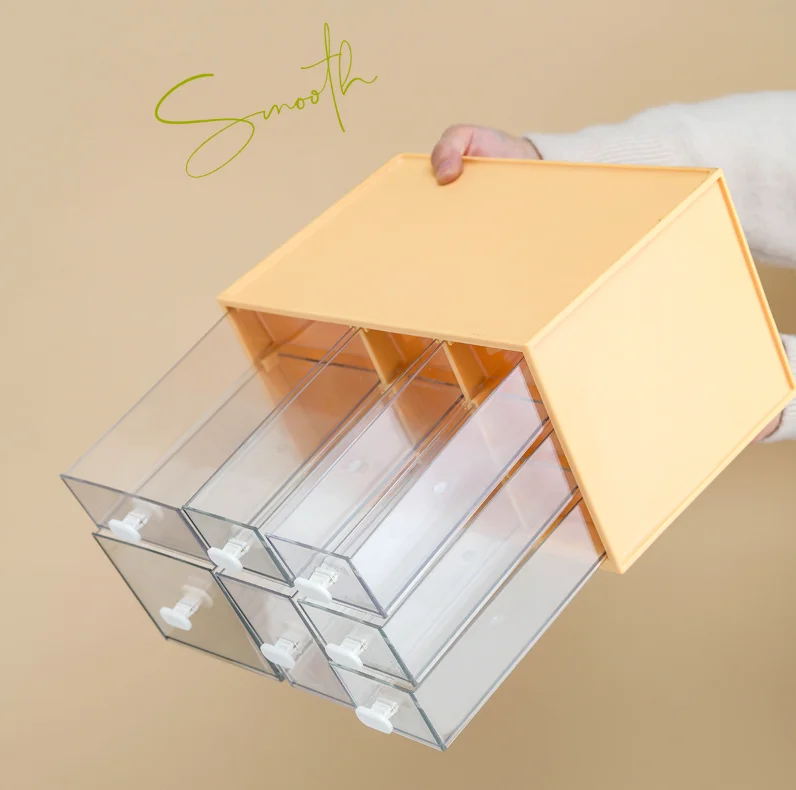 Cosmetics Storage Box Plastic Storage Drawer Type Finishing Desktop Skincare Lipstick Multifunctional Plastic Storage Drawer