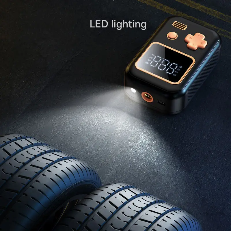 Car accessories mini portable car inflation pump LED wireless compressor electric car tire inflator pump vaccum tire inflator