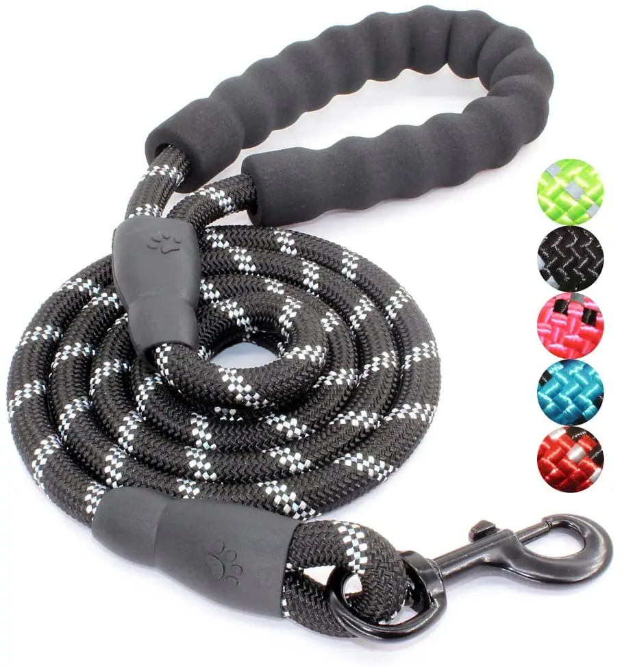  Upgrade Highly Reflective Threads Strong Durable Polyester Dog Leash with Comfortable Padded Handle for Medium Large