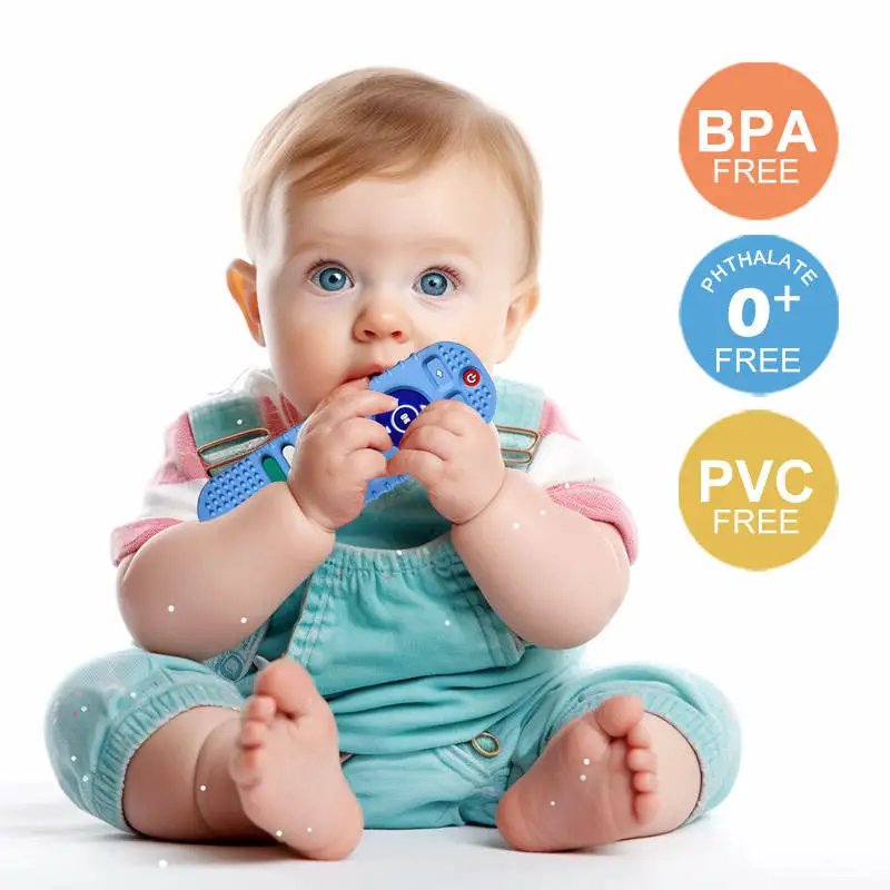 2023 New Arrivals Bpa Free Food Grade Remote Control Shape Teething Sensory Toys Silicone Baby Teethers