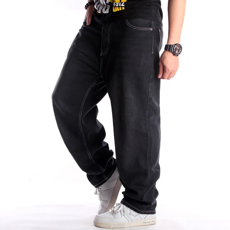 European And American Street Trend Black Plus Size Pants Jeans Men Baggy Loose Wide Leg Jeans Men