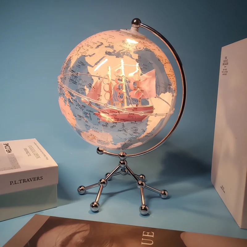 Bright Surface Rotating World Map Globe With Led Light Globes