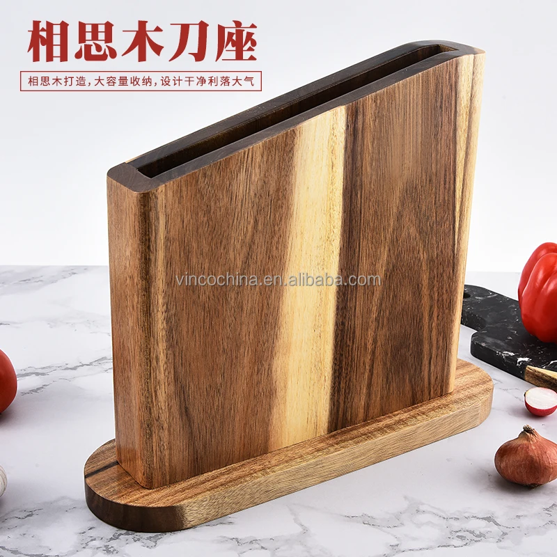 Acacia wood magnetic block knife display stand knife Holder Rack with Strong Enhanced Magnets Holder